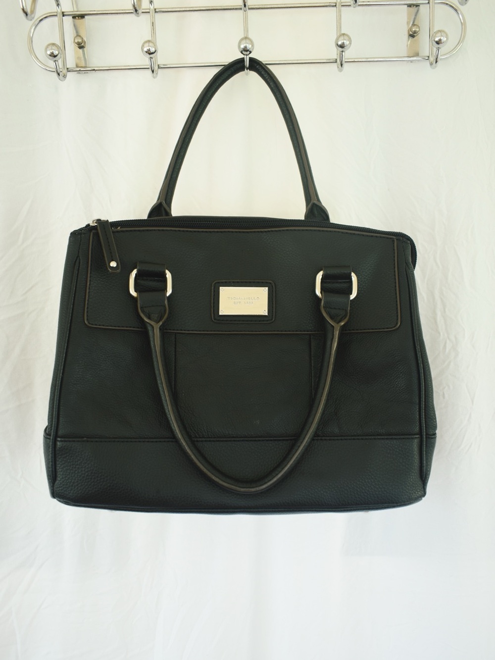 Classic Black Tignanello Leather Handbag